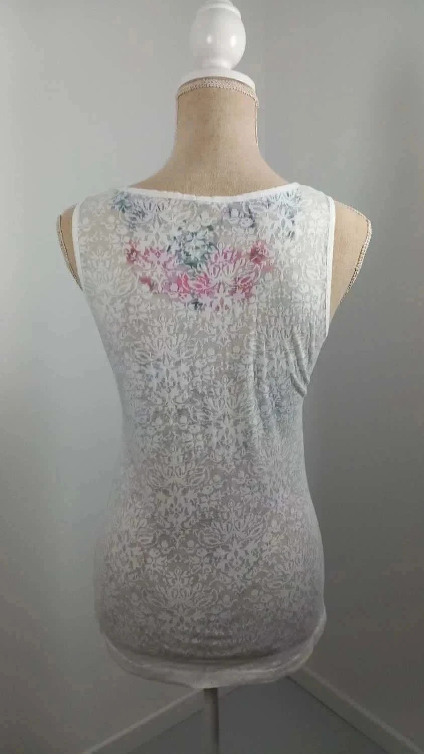 Débardeur Fleuri Romantique - Taille 38/40 (M/L) - Imprimé Floral & Dentelle - Très Bon État – taille M / 38 / 10 5
