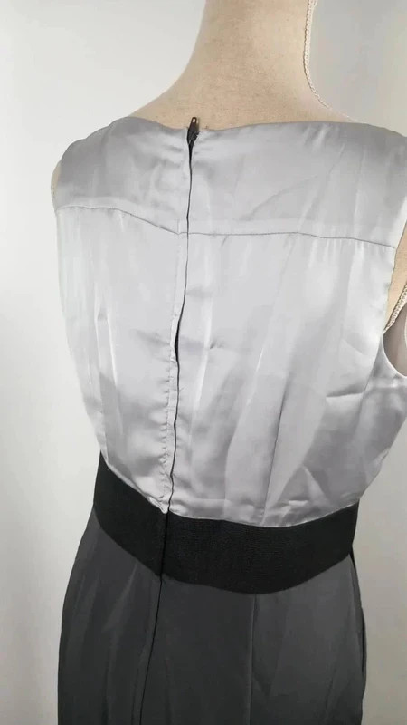 H&M Robe Cocktail T40 Gris Perle Anthracite Satinée Cache-Cœur Plissée Chic – H&M – taille M / 38 / 10 3