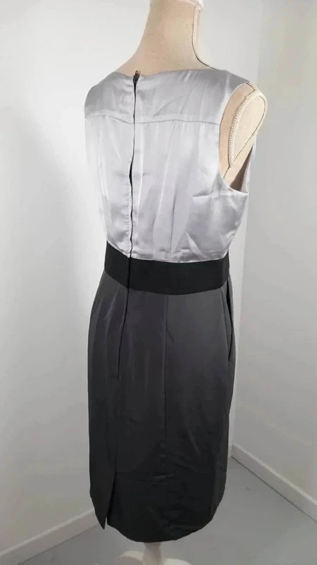 H&M Robe Cocktail T40 Gris Perle Anthracite Satinée Cache-Cœur Plissée Chic – H&M – taille M / 38 / 10 5