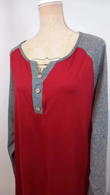Tunique Femme 5XL 54/56 Rouge Bordeaux Gris Chiné Raglan Henley Grande Taille – taille 6XL / 52 / 24 4
