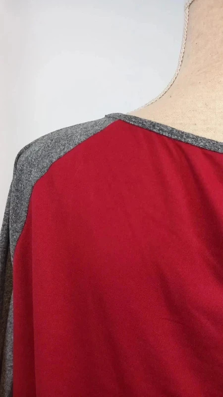 Tunique Femme 5XL 54/56 Rouge Bordeaux Gris Chiné Raglan Henley Grande Taille – taille 6XL / 52 / 24 3