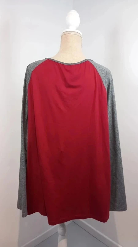 Tunique Femme 5XL 54/56 Rouge Bordeaux Gris Chiné Raglan Henley Grande Taille – taille 6XL / 52 / 24 2