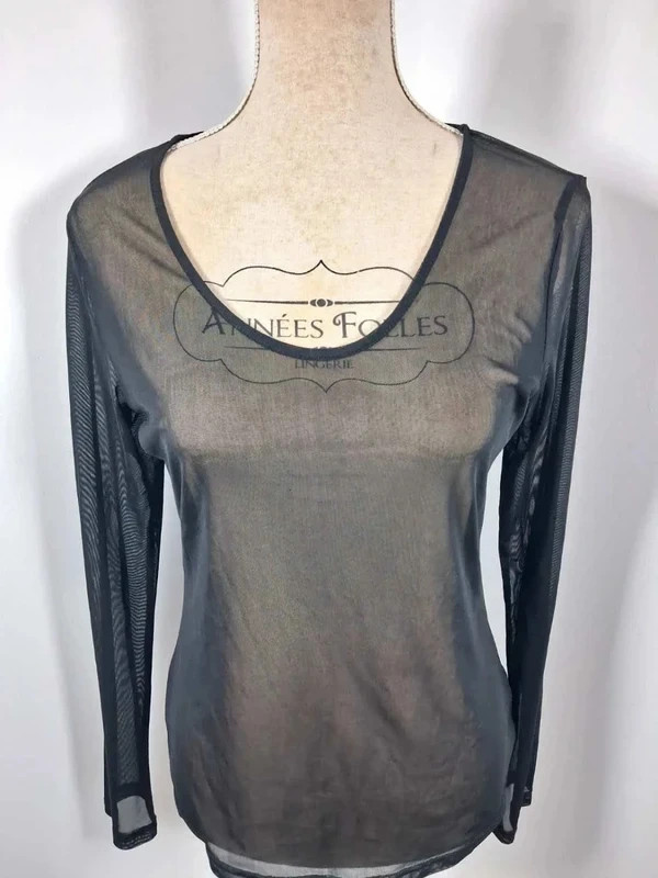 Smash! Top Femme L 40 Noir Résille Mesh Transparent Stretch Manches Longues Rock Chic – smash – taille M / 38 / 10 2