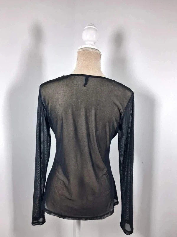 Smash! Top Femme L 40 Noir Résille Mesh Transparent Stretch Manches Longues Rock Chic – smash – taille M / 38 / 10 4