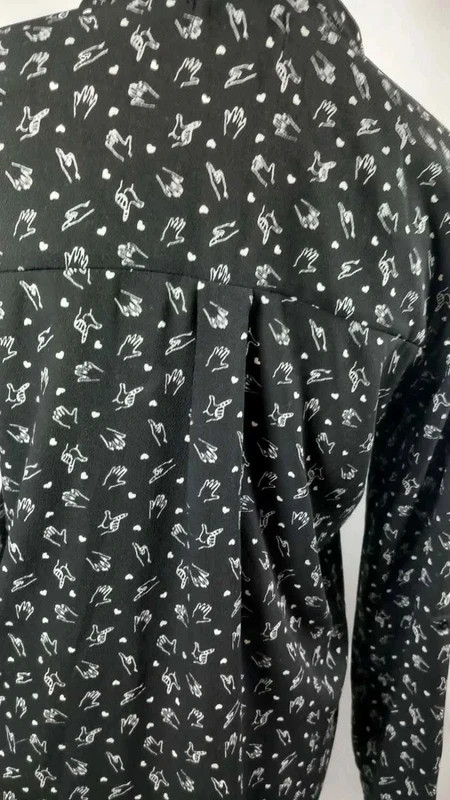 Chemise Jennyfer Femme T S Noire Mains Langue des Signes Cœurs Fluide Asymétrique – Jennyfer – taille S / 36 / 8 5