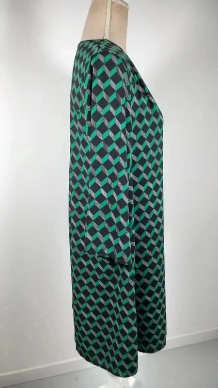 Cache Cache Robe Tunique T3 40/42 L Vert Émeraude Géométrique 3D Fluide – Cache Cache – taille M / 38 / 10 2