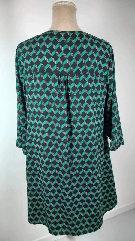 Cache Cache Robe Tunique T3 40/42 L Vert Émeraude Géométrique 3D Fluide – Cache Cache – taille M / 38 / 10 5