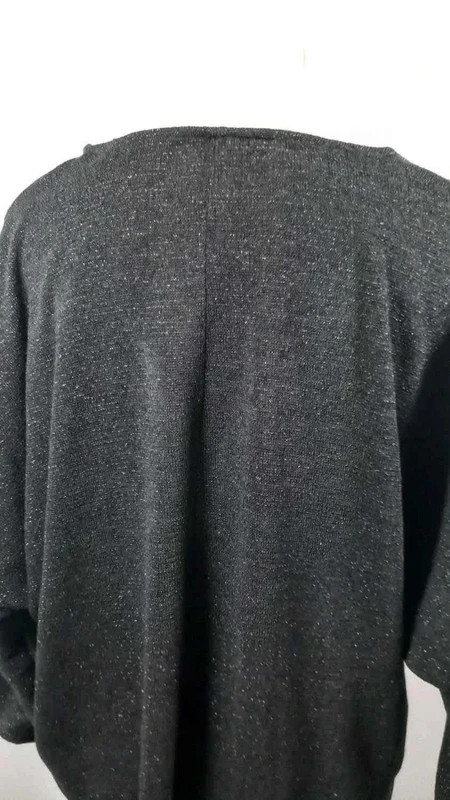Haut Femme T6 52/54+ Noir Irisé Pailleté Argenté Oversize Chauve-Souris Col V – taille 5XL / 50 / 22 5