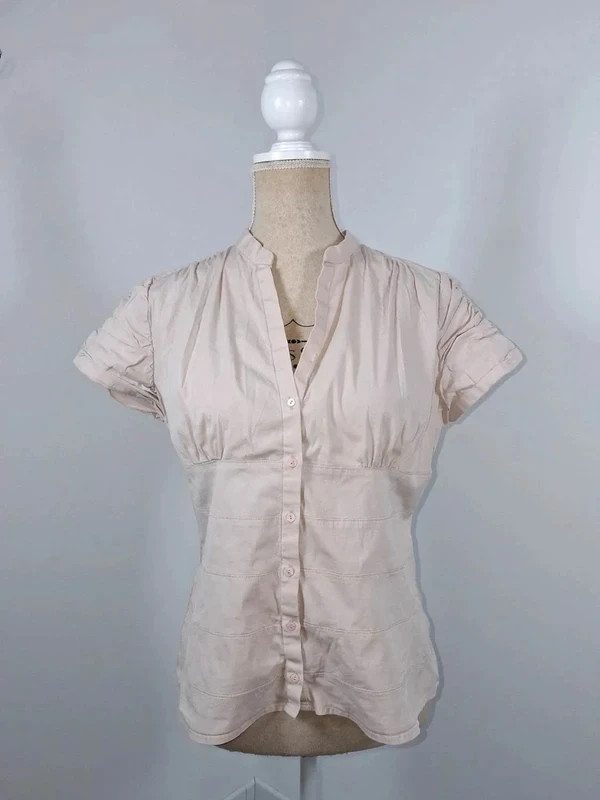 Zara Woman Chemisier Femme XL 42 Nude Beige Rosé Cintré Manches Froncées – Zara – taille XL / 42 / 14 2