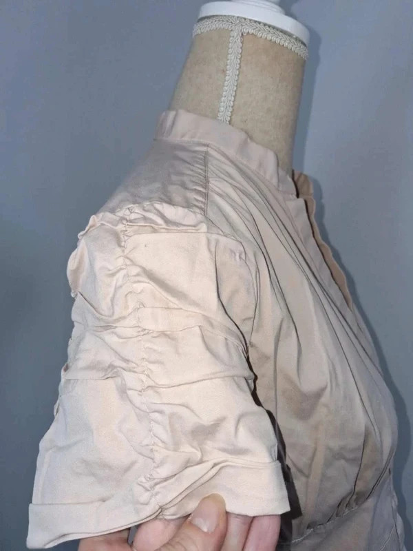 Zara Woman Chemisier Femme XL 42 Nude Beige Rosé Cintré Manches Froncées – Zara – taille XL / 42 / 14 4