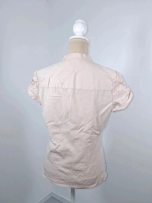Zara Woman Chemisier Femme XL 42 Nude Beige Rosé Cintré Manches Froncées – Zara – taille XL / 42 / 14 3