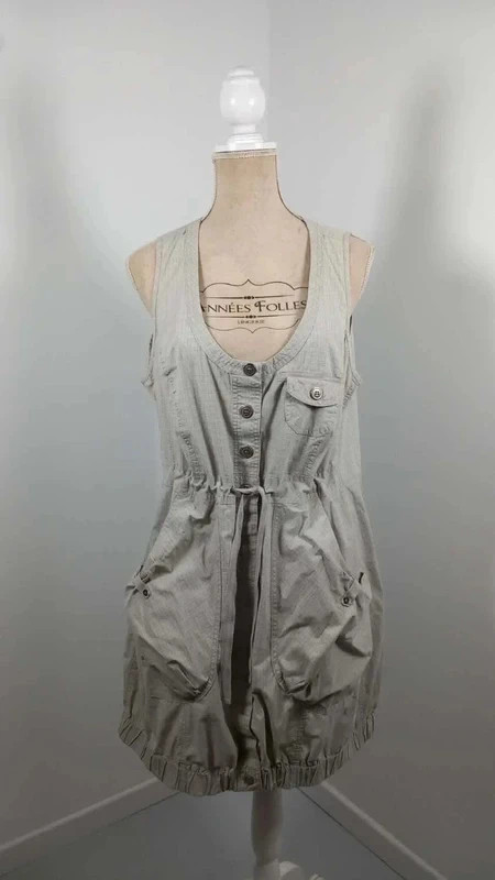M&S Robe Saharienne Femme T44 L Beige Sable Cargo Sans Manches Poches Ceinture – M&S Mode – taille XL / 42 / 14 2