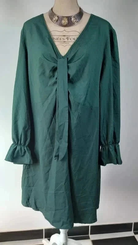 Robe Femme T50 Vert Sapin Grande Taille Polyester Élégante – taille 4XL / 48 / 20