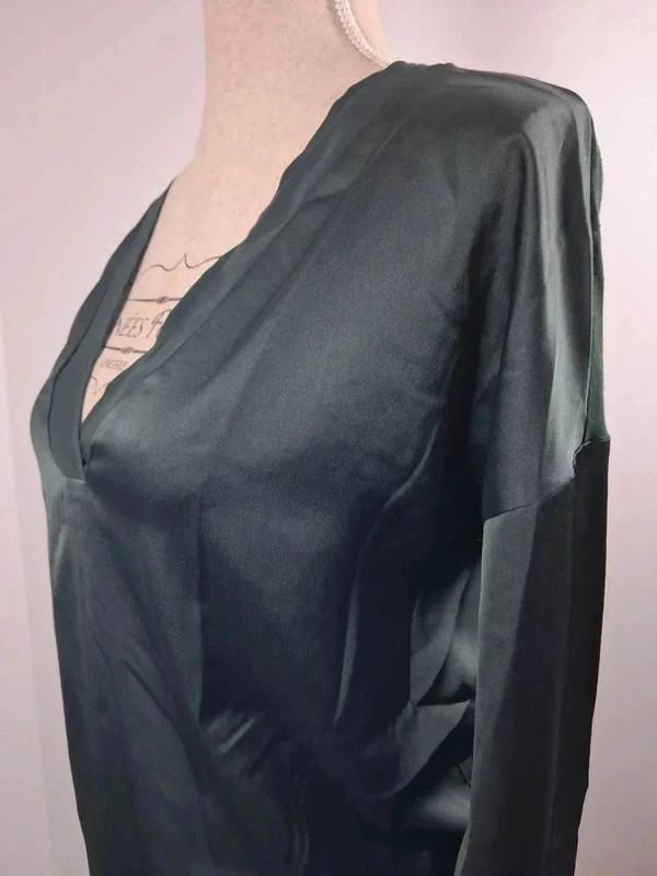 Mango Blouse Femme T M Vert Bouteille Émeraude Satinée Bi-Matière Fluide Chic – Mango – taille M / 38 / 10 3