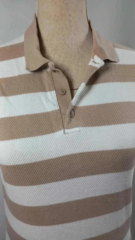 Zara Polo Femme T36 S Rayé Beige Blanc Maille Texturée Ajusté Casual Chic Old Money – Zara – taille S / 36 / 8 2