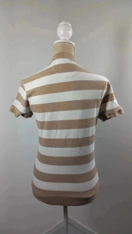 Zara Polo Femme T36 S Rayé Beige Blanc Maille Texturée Ajusté Casual Chic Old Money – Zara – taille S / 36 / 8 3