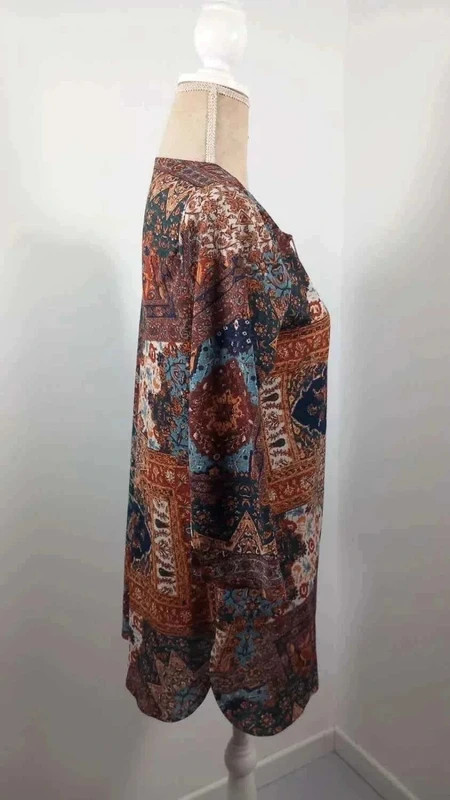Camaïeu Tunique Femme T40/42 L Bohème Cachemire Ethnique Terracotta Bleu Nuit Fluide – Camaïeu – taille M / 38 / 10 4