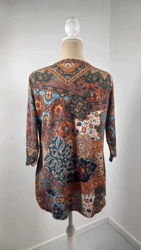 Camaïeu Tunique Femme T40/42 L Bohème Cachemire Ethnique Terracotta Bleu Nuit Fluide – Camaïeu – taille M / 38 / 10 5