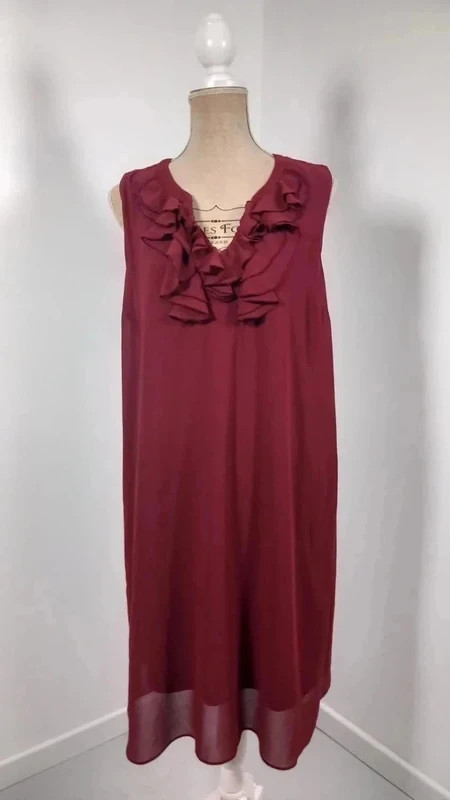 Robe Soirée T44 Bordeaux Collection Limitée Fluide Volants Cascade V Chic – Collection Limitee – taille XL / 42 / 14 2