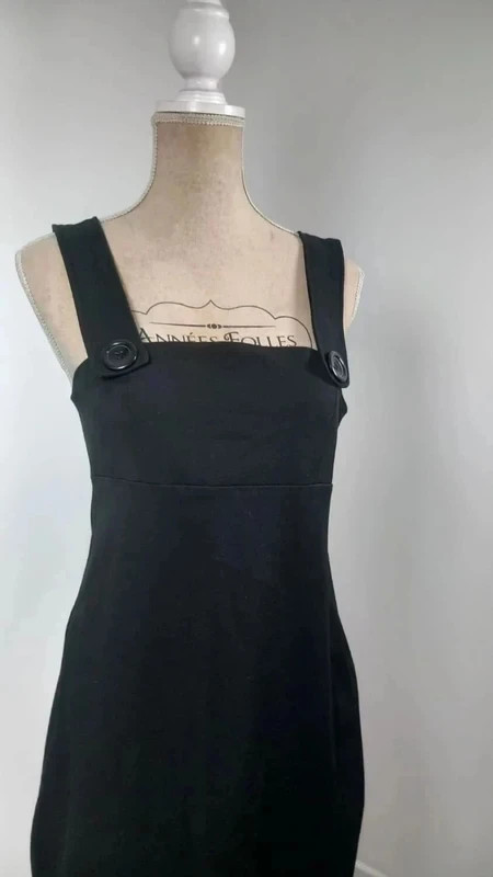 La City Robe Femme T38 Noire Petite Robe Chasuble Droite Encolure Carrée Rétro Chic – La City – taille S / 36 / 8 4