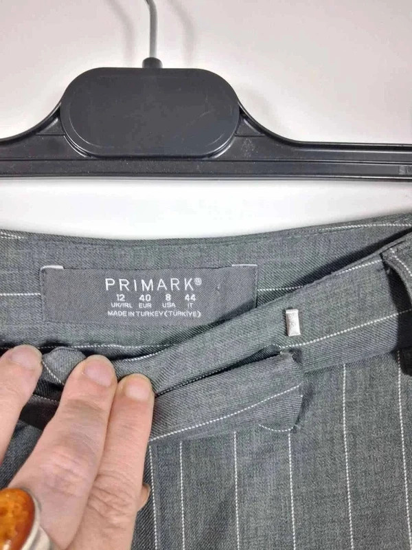Primark Pantalon Tailleur Femme T40 Gris Anthracite Rayé Tennis À Pinces Droit Chic – Primark – taille M / 38 / 10 3