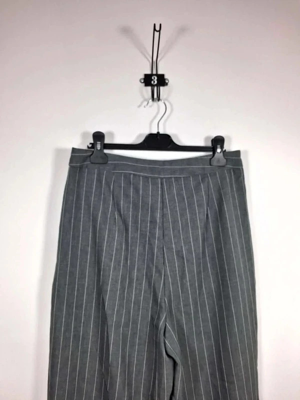 Primark Pantalon Tailleur Femme T40 Gris Anthracite Rayé Tennis À Pinces Droit Chic – Primark – taille M / 38 / 10 4