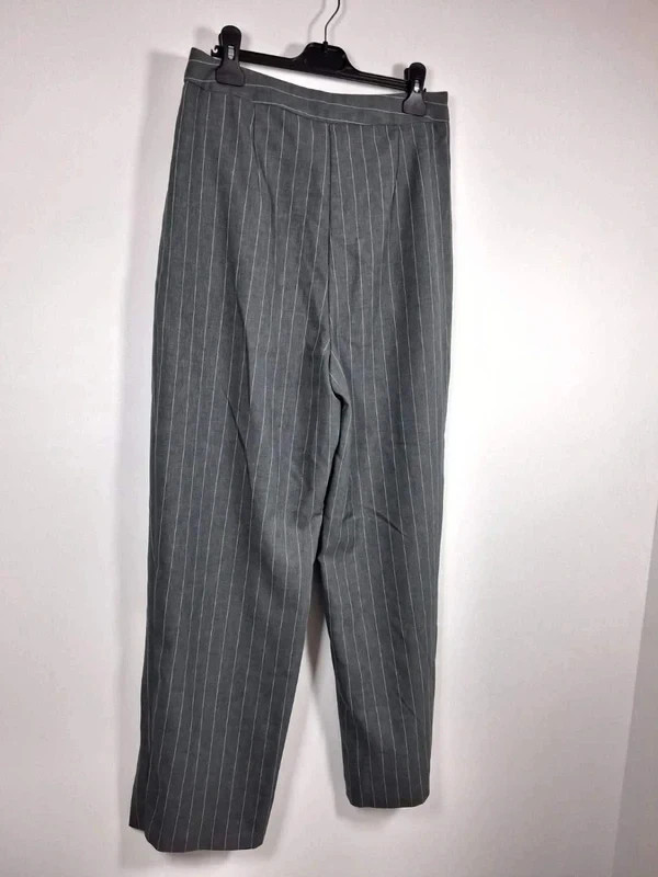 Primark Pantalon Tailleur Femme T40 Gris Anthracite Rayé Tennis À Pinces Droit Chic – Primark – taille M / 38 / 10 5