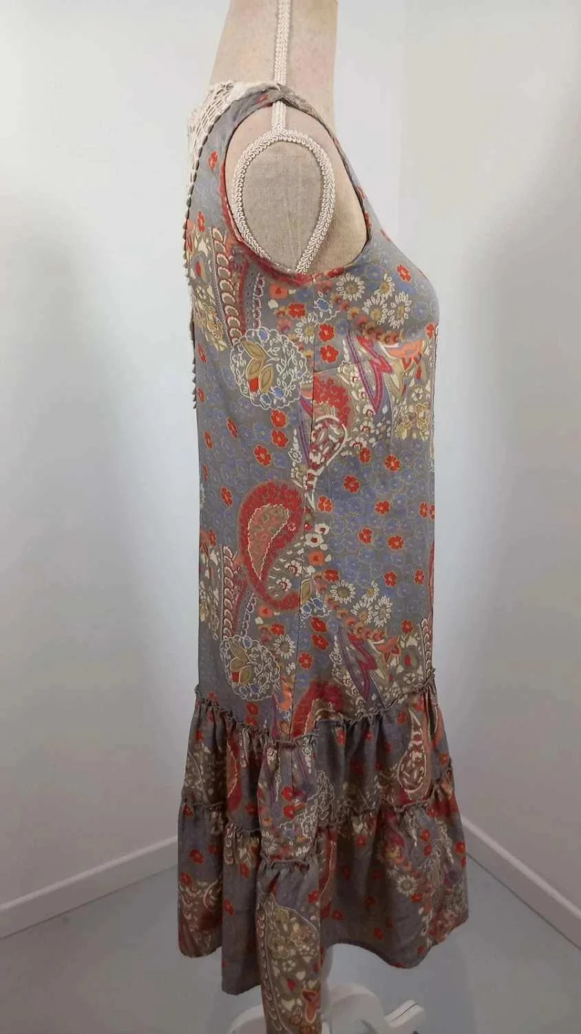 Robe Bohème Jacqueline Riu - Imprimé Paisley & Dos Dentelle - Taille 36 - TBE – Jacqueline Riu – taille S / 36 / 8 4