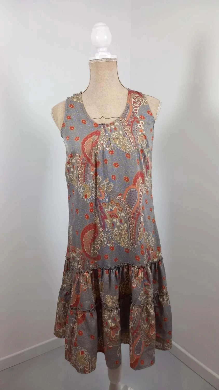 Robe Bohème Jacqueline Riu - Imprimé Paisley & Dos Dentelle - Taille 36 - TBE