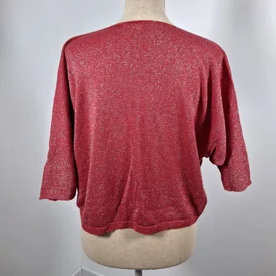 Haut Femme Taille Unique Rouge Brique Pailleté Maille Fine Chauve-Souris Made in Italy – taille Taille unique 5