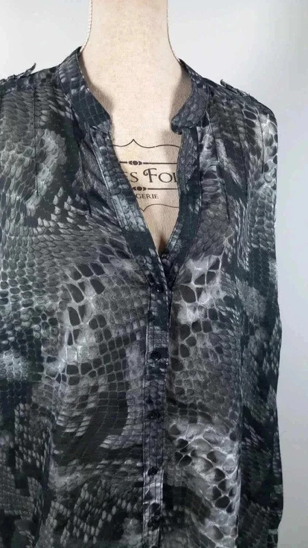 Chemisier M&S Mode T52/54 Python Gris Noir Blanc Fluide Grande Taille – M&S Mode – taille 5XL / 50 / 22 2