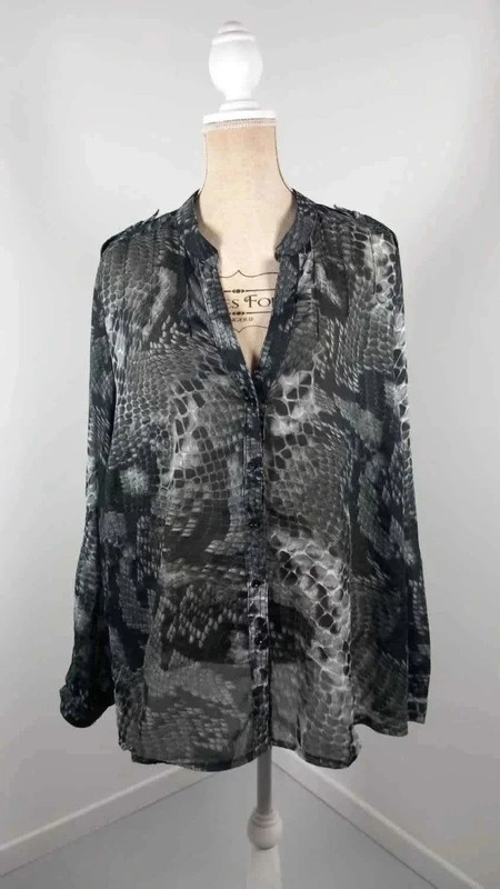 Chemisier M&S Mode T52/54 Python Gris Noir Blanc Fluide Grande Taille