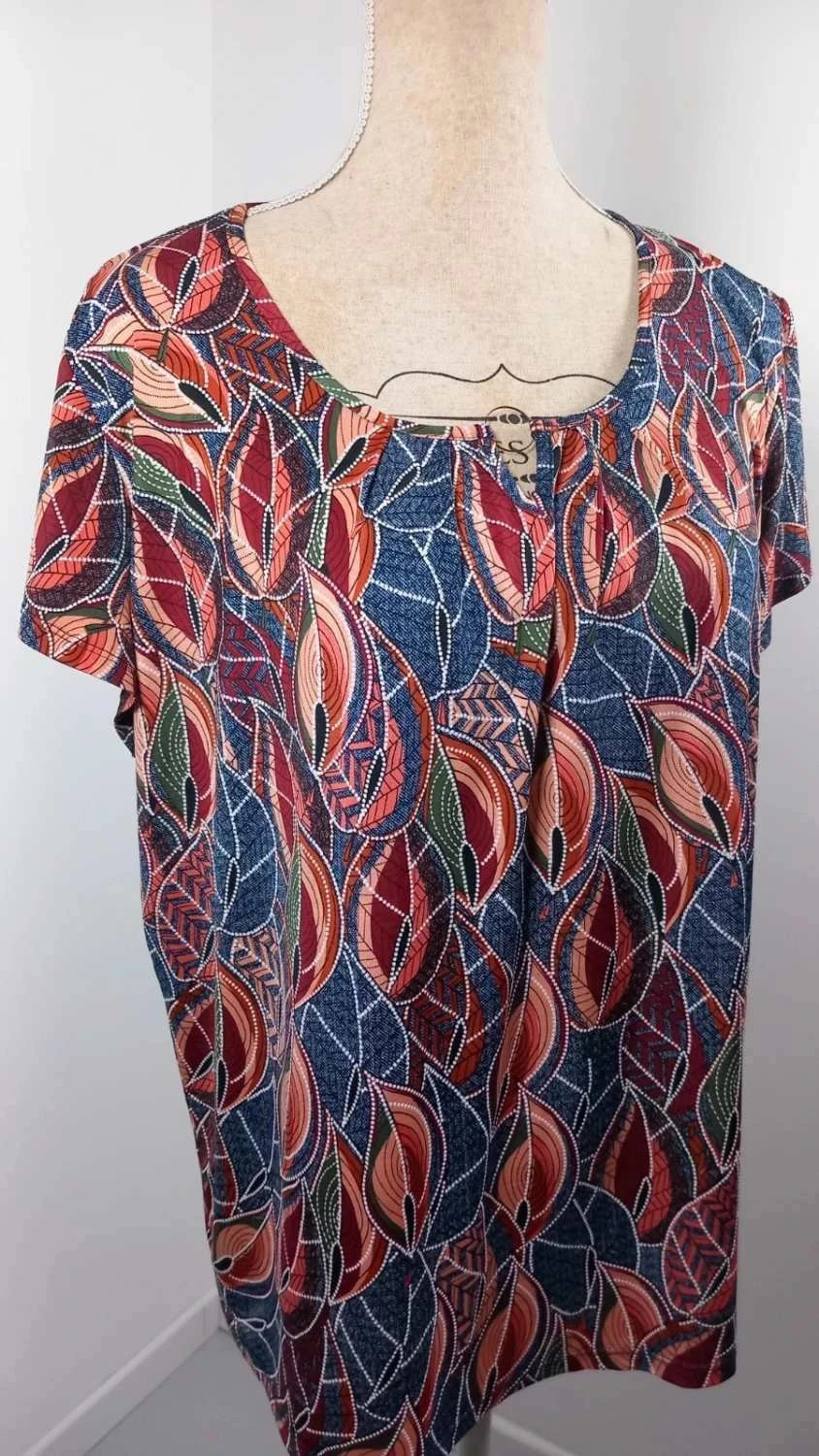 Top Fluide Bohème – Imprimé Feuilles – Neuf – Taille 4 (XL/XXL) – taille XXXL / 46 / 18 2