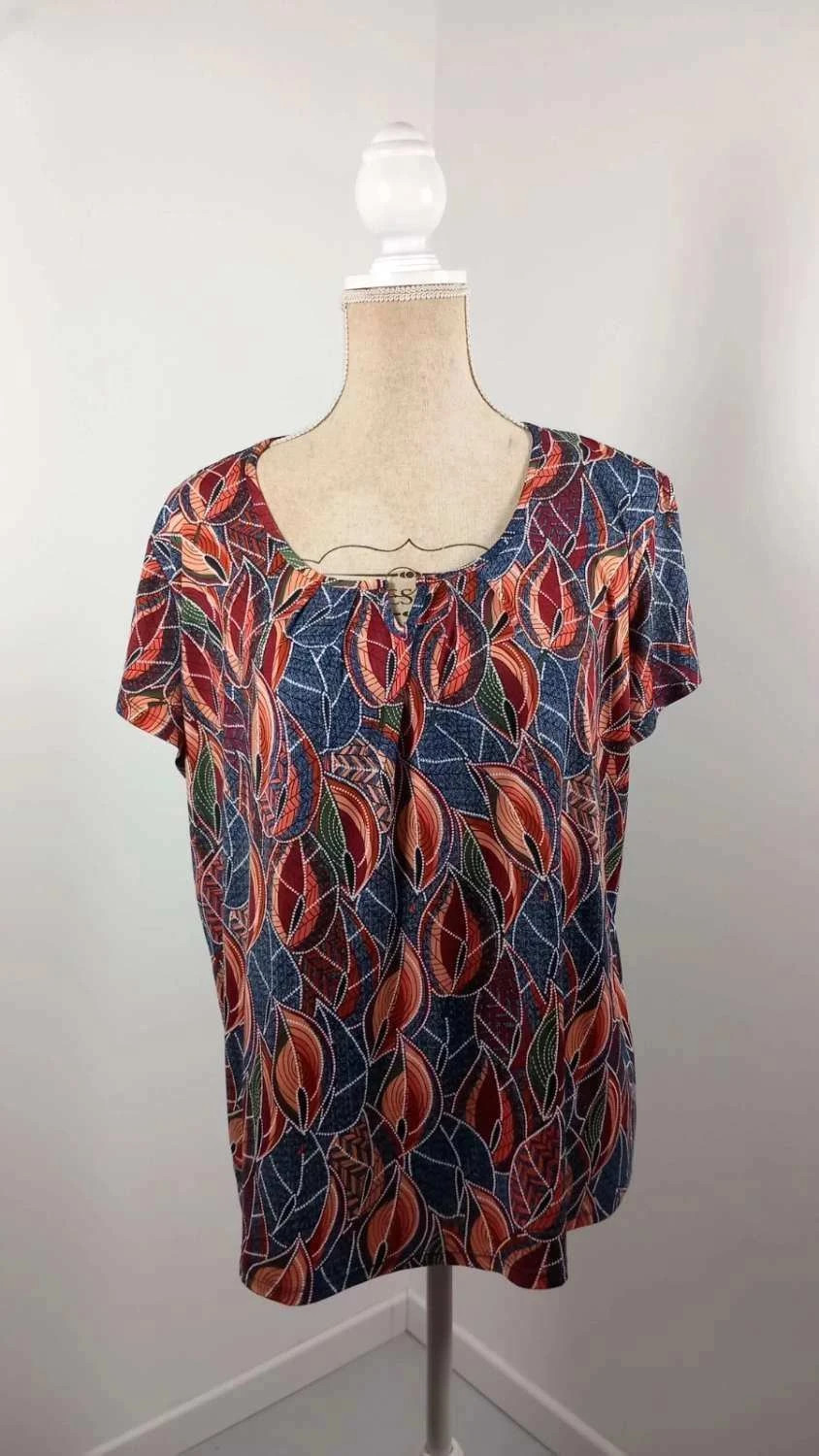Top Fluide Bohème – Imprimé Feuilles – Neuf – Taille 4 (XL/XXL) – taille XXXL / 46 / 18