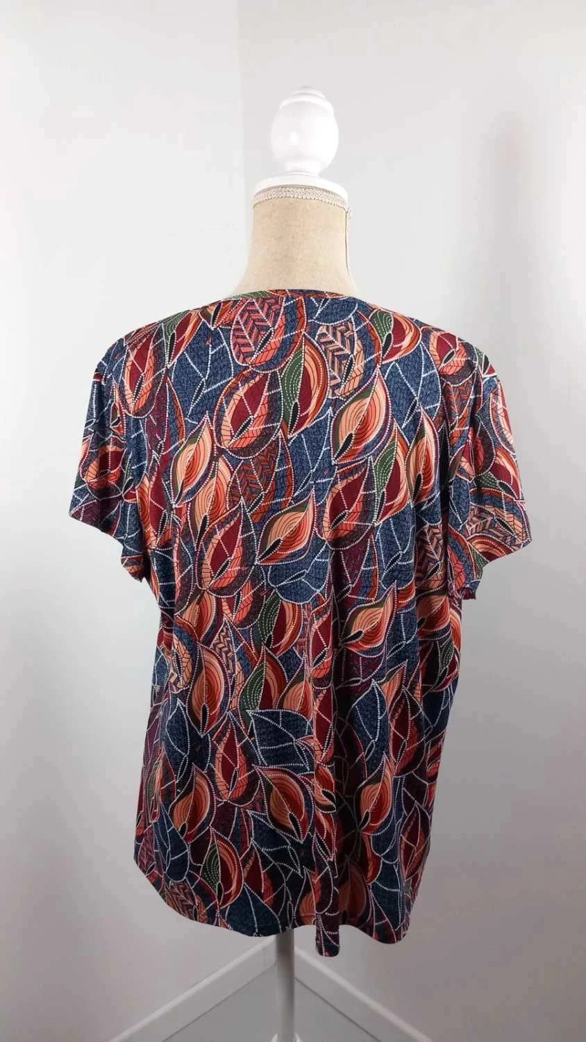 Top Fluide Bohème – Imprimé Feuilles – Neuf – Taille 4 (XL/XXL) – taille XXXL / 46 / 18 5