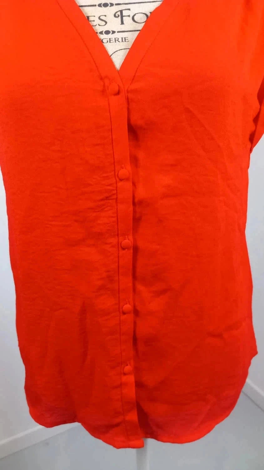 Top Chemisier Fluide Rouge Corail KIABI - Neuf - Taille S – Kiabi – taille S / 36 / 8 3