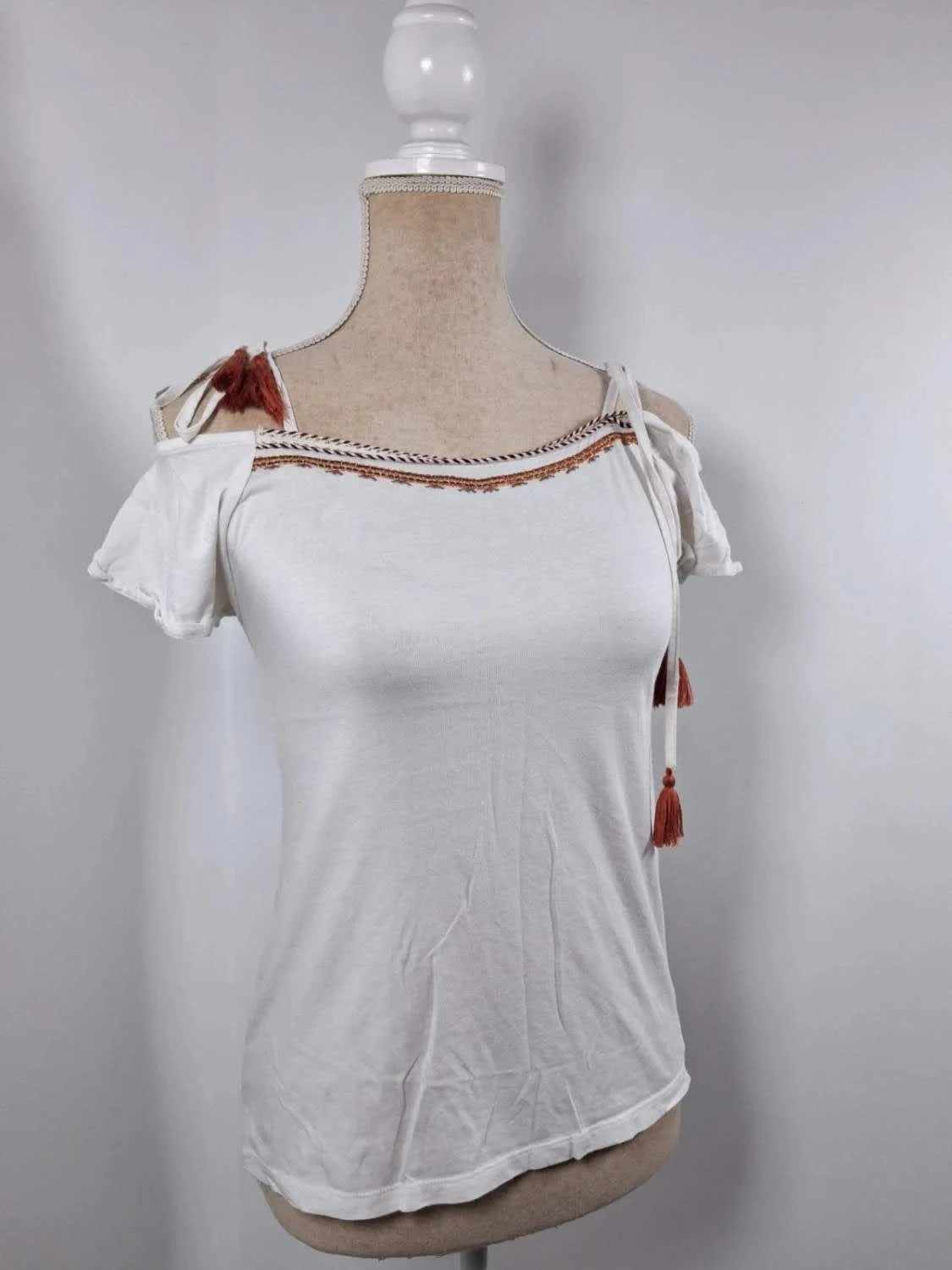 Haut blanc style bohème/ethnique Cache Cache – Taille XS – Cache Cache – taille XS / 34 / 6 2