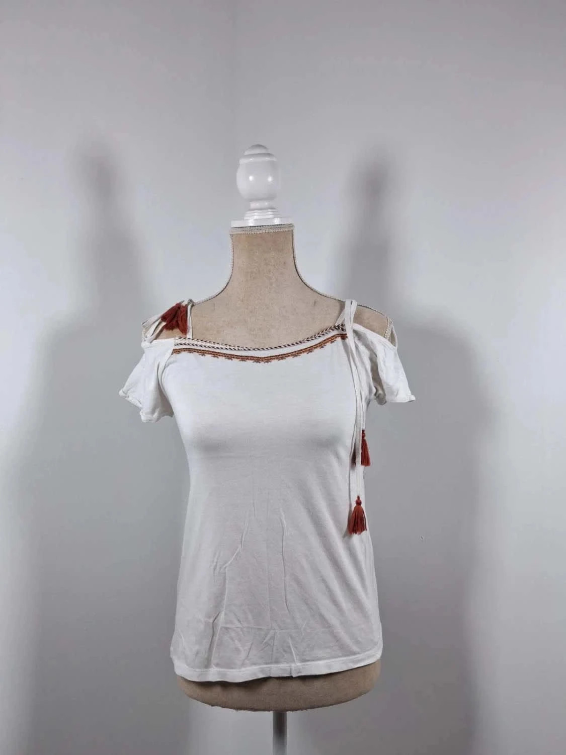 Haut blanc style bohème/ethnique Cache Cache – Taille XS