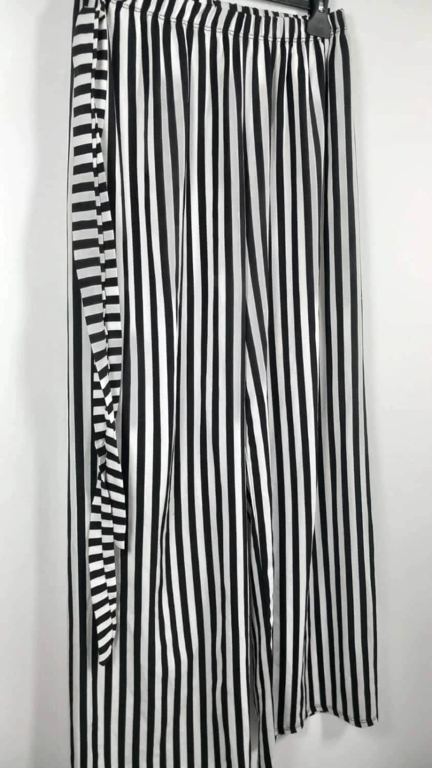 Pantalon Fluide Palazzo Rayé Noir & Blanc – Style Graphique – NEUF – Taille 4 (38/40) – taille M / 38 / 10 2