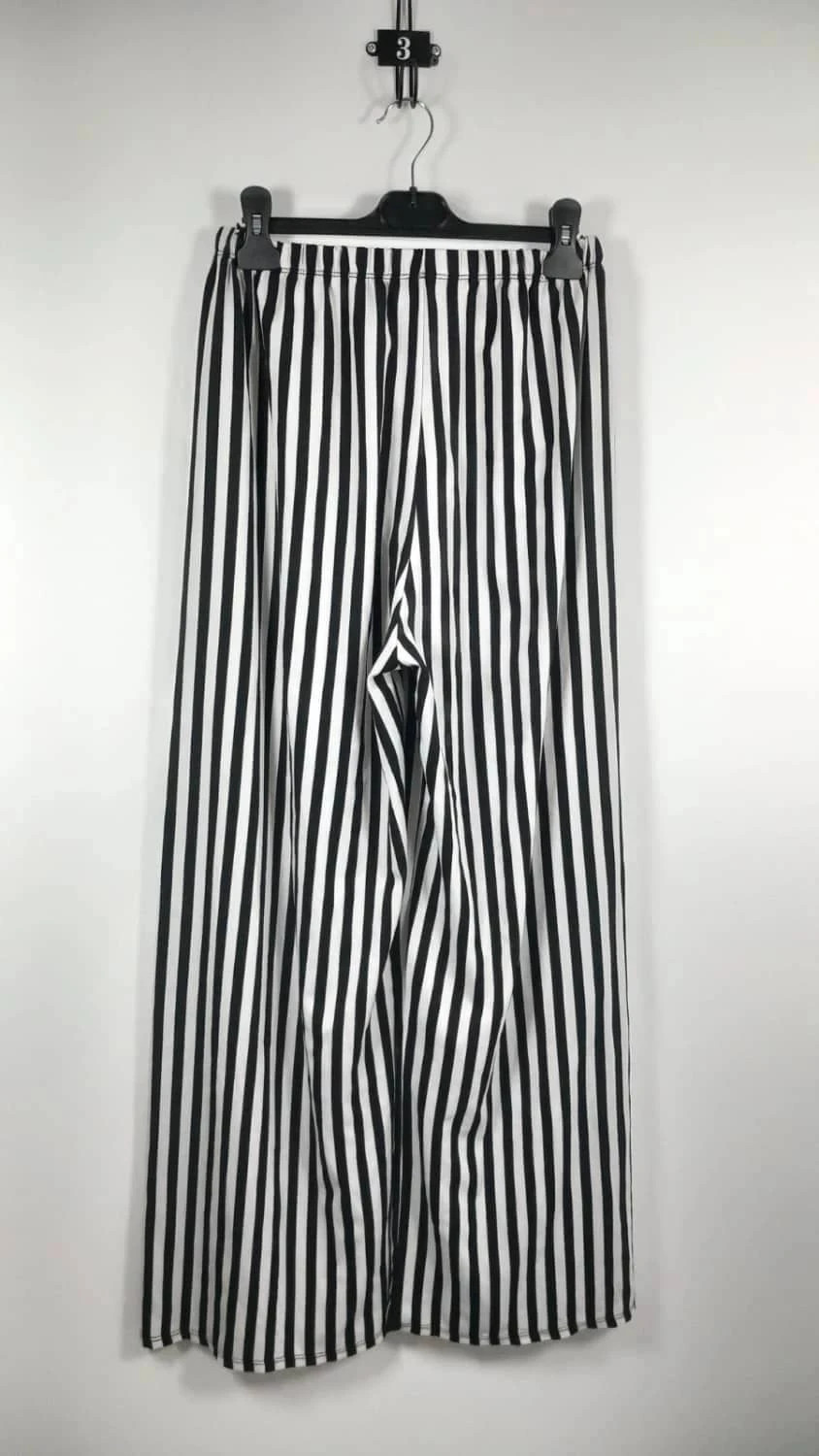 Pantalon Fluide Palazzo Rayé Noir & Blanc – Style Graphique – NEUF – Taille 4 (38/40) – taille M / 38 / 10 5