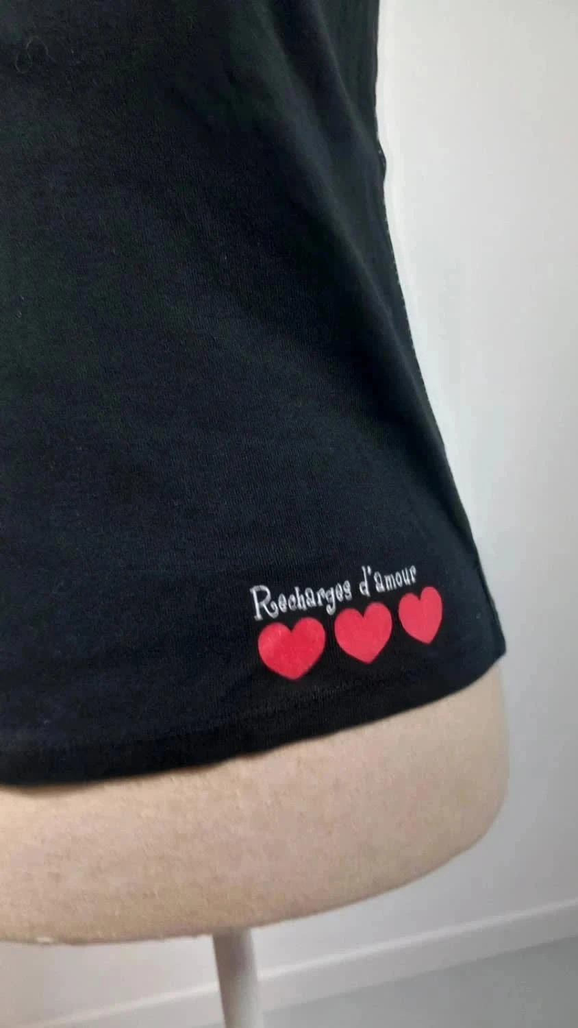 Tee-shirt Cache cache Noir "Cœur à prendre" - Taille 3 (L) - TBÉ – Cache Cache – taille L / 40 / 12 4