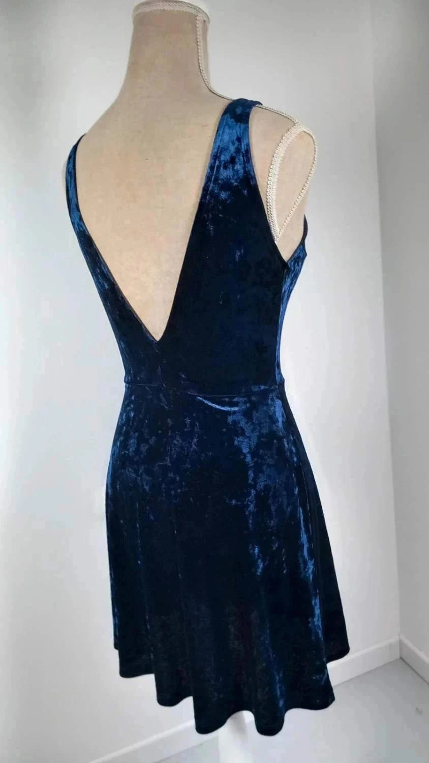 Robe patineuse neuve en velours bleu nuit H&M – Taille 34 – Dos en V – H&M – taille XS / 34 / 6 4
