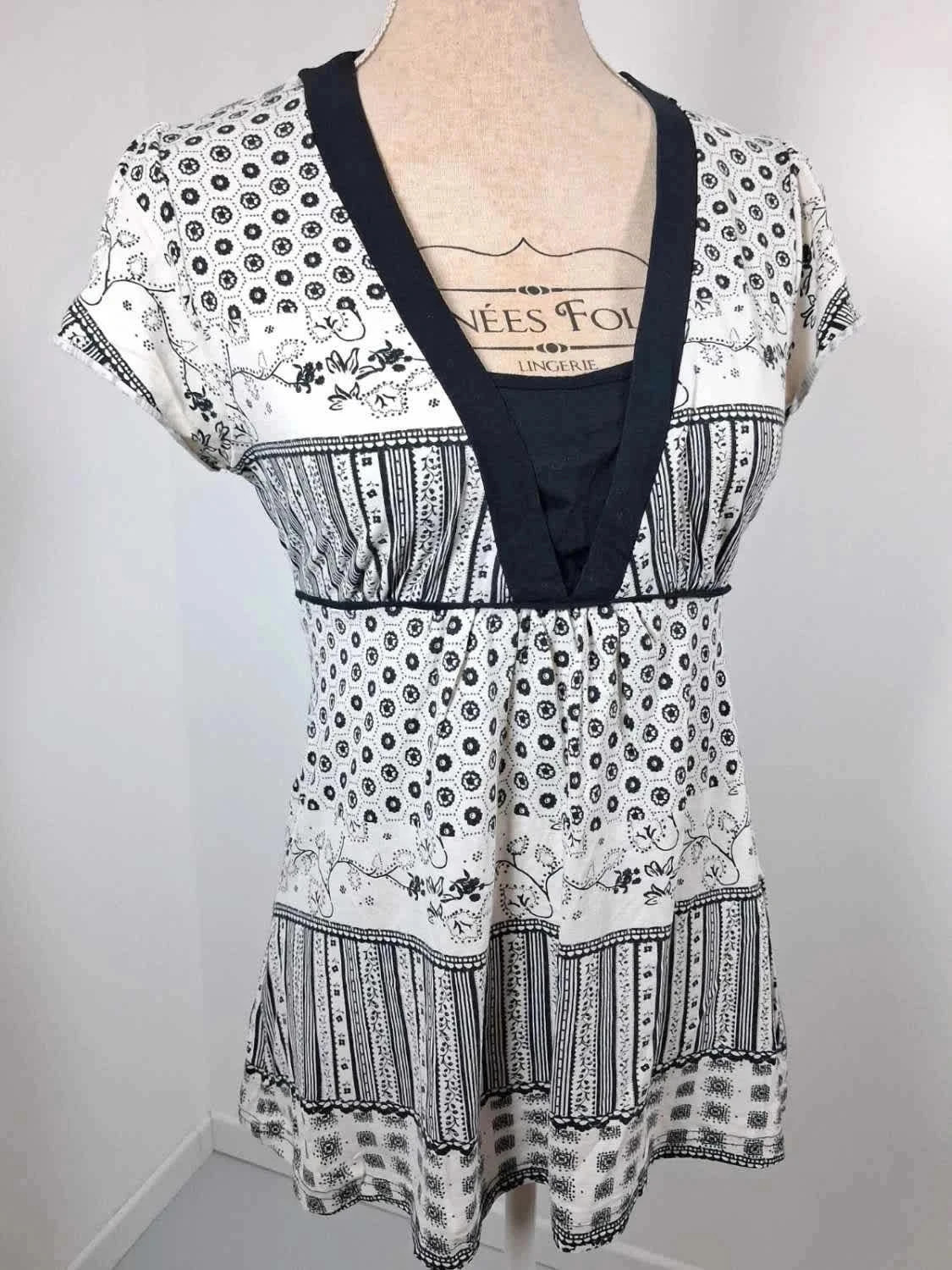 Tunique Fluide Defimode – Style Bohème Chic Noir & Blanc – Taille M – Defi Mode – taille M / 38 / 10 2