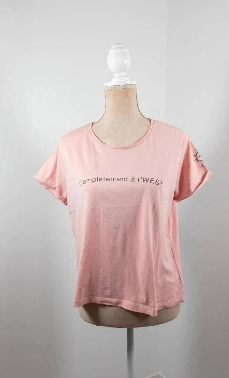 Tee-shirt Bizzbee Rose Pastel "Complètement à l'West" L - TBE