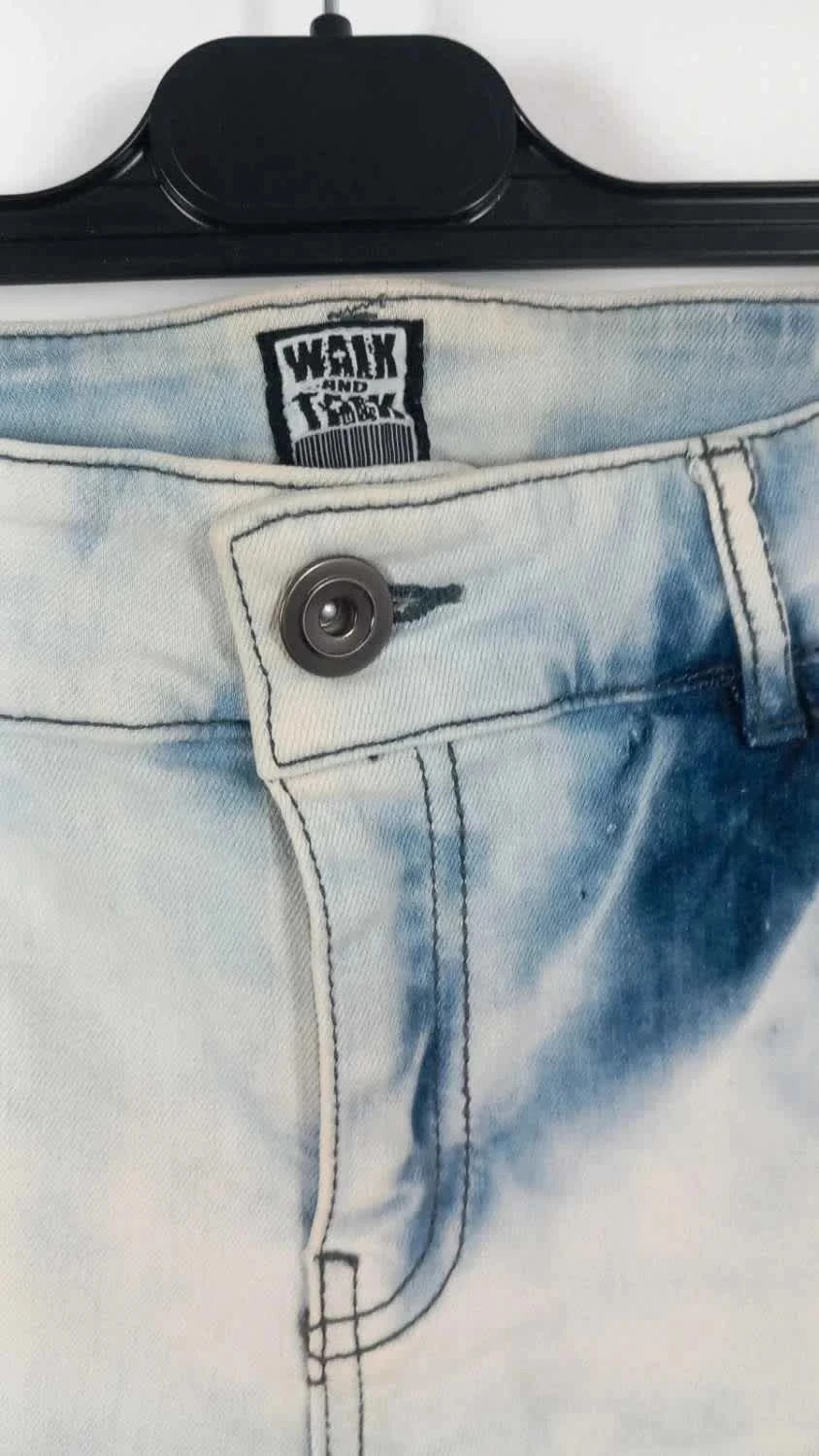 Short en Jean Tie-Dye Bleu & Blanc – Style Festival – T.42 – Walk And Talk – taille XL / 42 / 14 4