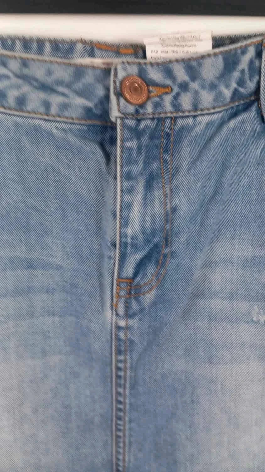 Jupe en Jean Camaieu Customisée - Patchs Flamant Rose & Cactus - Taille 40/42 – Camaïeu – taille L / 40 / 12 4
