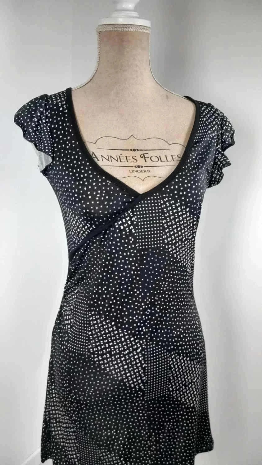 Robe courte à pois Made in France neuve Taille 2 (38/40) Coupe ajustée & extensible – taille M / 38 / 10 2