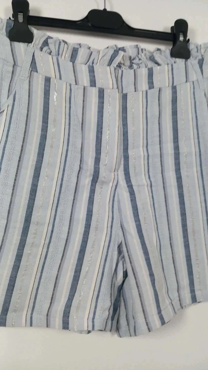 Short Fluide Rayé Bleu & Argent Yessica – NEUF – Taille 38 – Yessica – taille M / 38 / 10 3