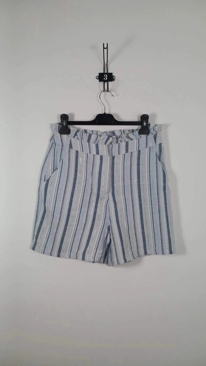 Short Fluide Rayé Bleu & Argent Yessica – NEUF – Taille 38