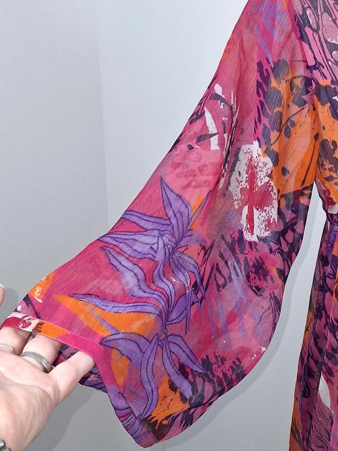 Tunique fluide transparente motifs psychédéliques – Taille unique (M/L) – Just Urban – taille M / 38 / 10 4
